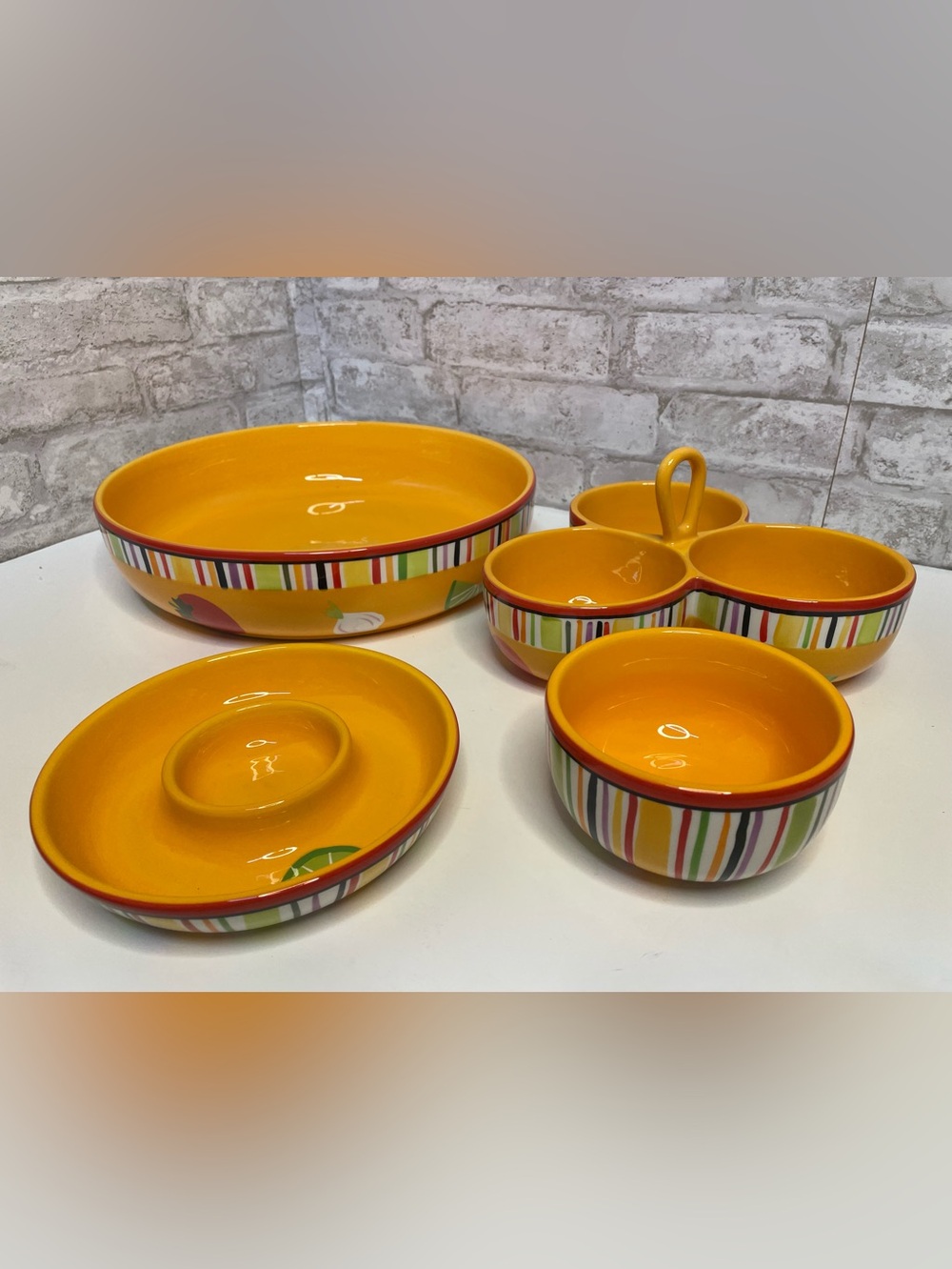 Crate & Barrel Mambo Margarita Chip & Dip Set Bowl Small Bowl Salter Serving